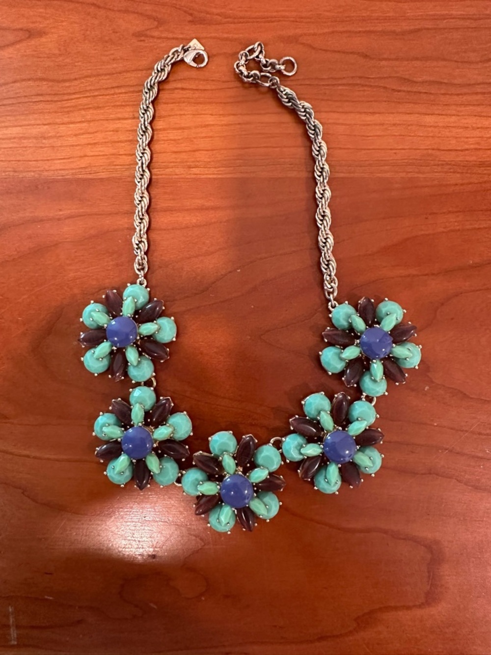 Banana Republic Floral Statement Necklace Turquoise, Purple Beads. Summer must!
